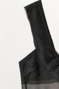 ZARA ТОП В БЕЛЬЕВОМ СТИЛЕ С КРУЖЕВОМ — ZW COLLECTION, ЧЕРНЫЙ