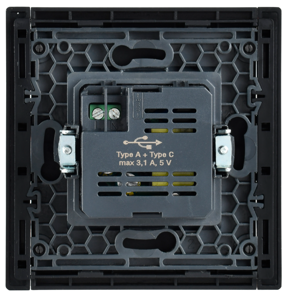 FORTE&PIANO Розетка USB A+C 3,1А FP550 сталь IEK