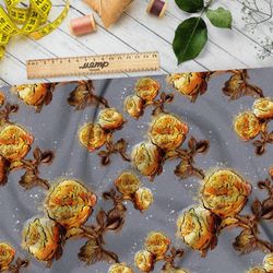 Ткань флис золотые пионы