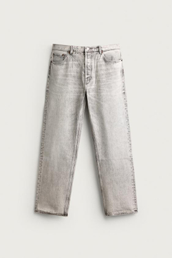 ZARA ДЖИНСЫ STRAIGHT FIT ACID WASH, МЯГКИЙ СЕРЫЙ