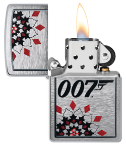 Зажигалка Zippo James Bond™ с покрытием Brushed Chrome, латунь/сталь, серебристая, 38x13x57 мм