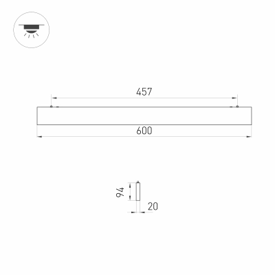 Светильник ALT-LINEAIR-FLAT-UPDOWN-DIM-S2094-600-25W Day4000 (BK, 100 deg, 230V) (Arlight, IP20 Металл, 3 года)