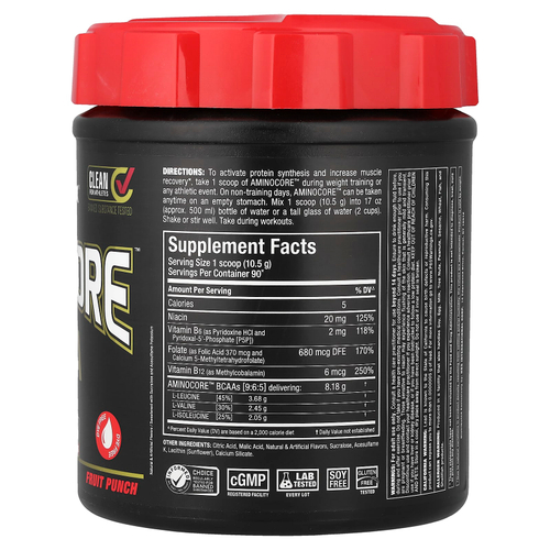ALLMAX, AMINOCORE™ BCAA, со вкусом фруктового пунша, 945 г (2,1 фунта)