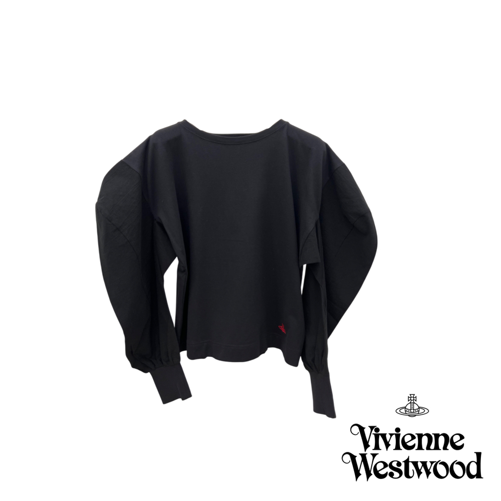 VIVIENNE WESTWOOD RED LABEL ЛОНГСЛИВ ЧЕРНЫЙ С ВЫШИВКОЙ С ОБЪЕМНЫМИ РУКОВАМИ