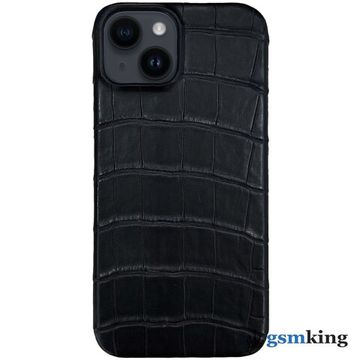 Leather Case for iPhone 14 Black (Чёрный крокодил)