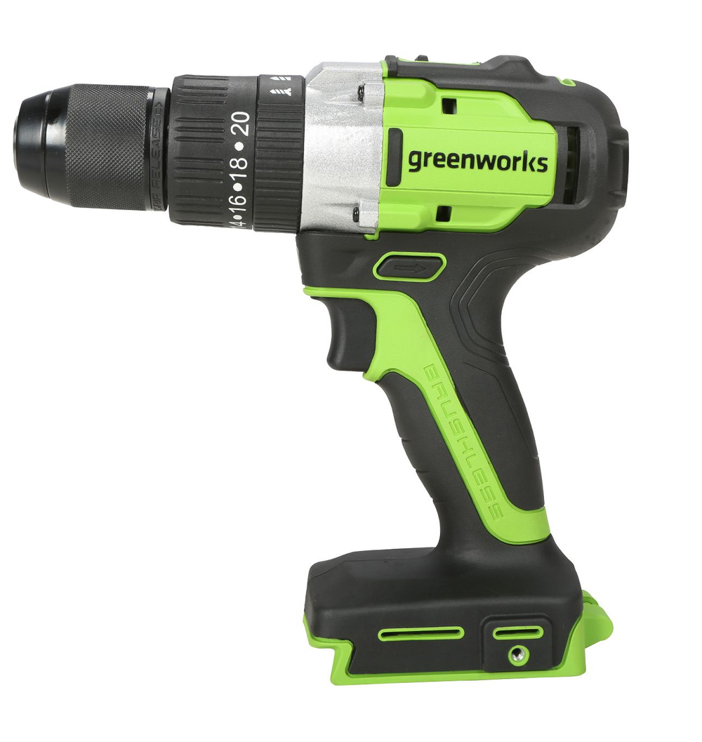 Дрель-шуруповерт ударная Greenworks GD24DD60, 24V, бесщеточная, 60Нм, без АКБ и ЗУ ,3704107