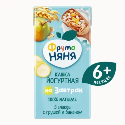 Кашка молочная ФрутоНяня йогуртная 5злаков-груша-банан 0.2л с 6 месяцев