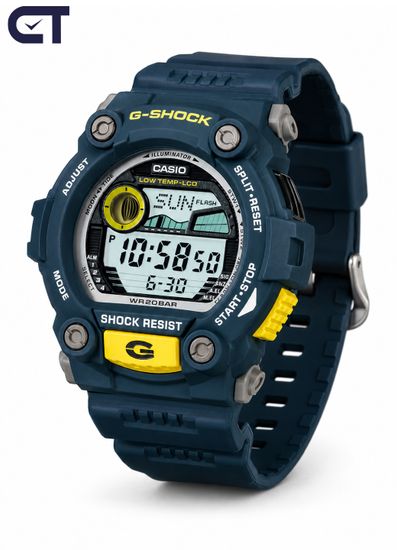 CASIO G-7900-2DR G-SHOCK мужские наручные часы — синяя цифровая модель с графиком приливов и WR200