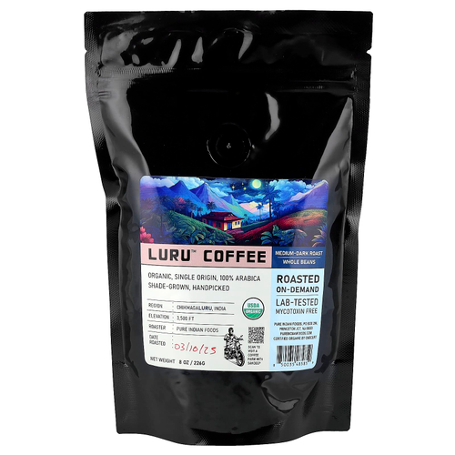 Pure Indian Foods, Luru™, кофе в зернах, средней и темной обжарки, 226 г (8 унций)