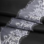 Кружево шантильи (реснички) на сетке шир.100 мм / 3 метра, белый, S090490