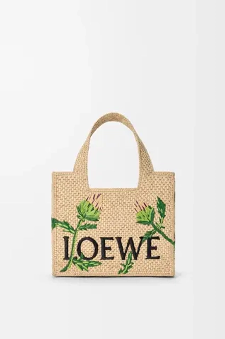 Loewe Мини-сумка Font из рафии, натуральный/зеленый