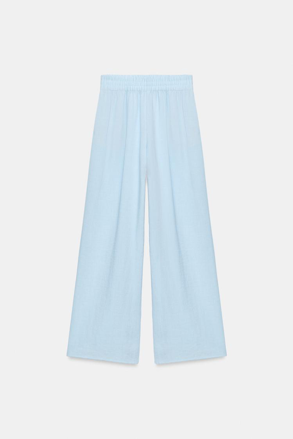 ZARA ШИРОКИЕ БРЮКИ С ЭЛАСТИЧНЫМ ПОЯСОМ, НЕБЕСНО-ГОЛУБОЙ