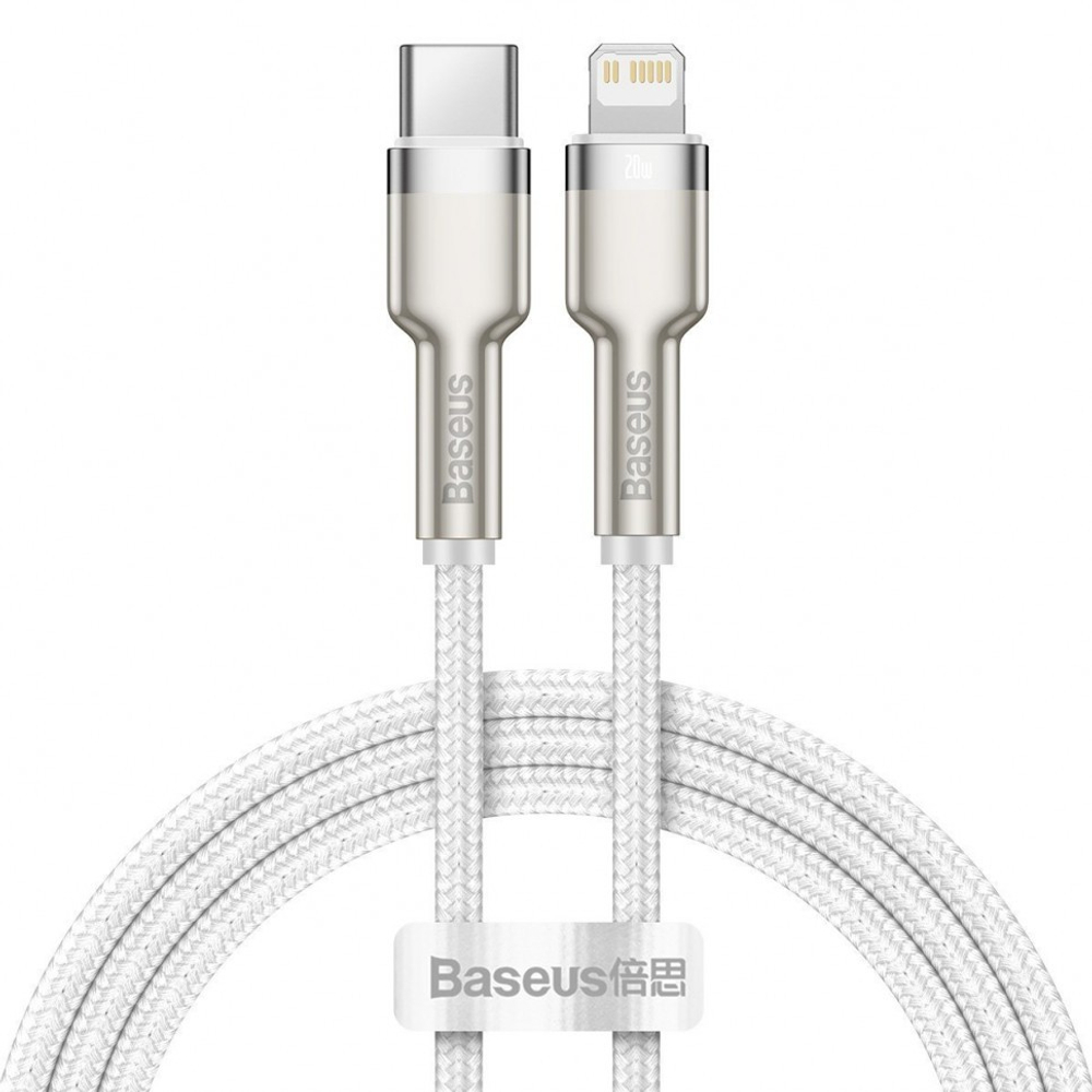 Кабель-зарядка Type-C на Lightning Baseus Cafule Metal 20W 1м CATLJK-A02 белый