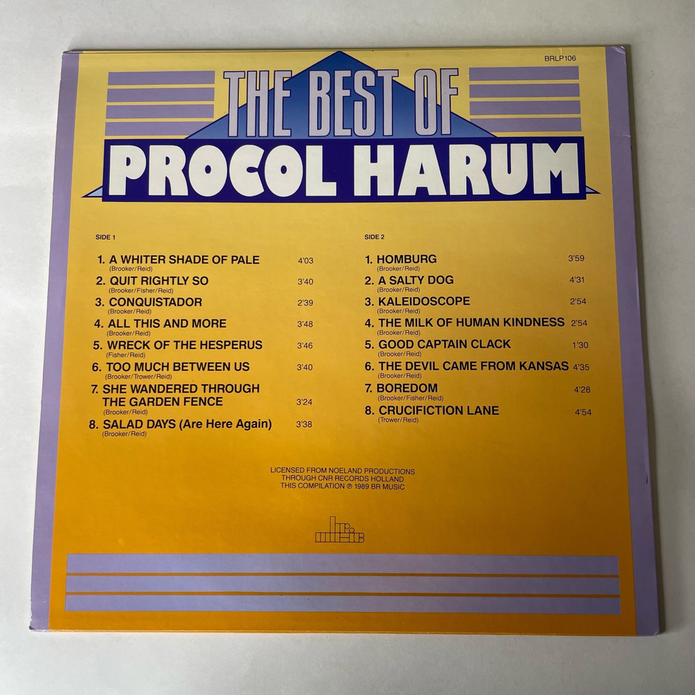 Винтажная виниловая пластинка LP Procol Harum, The Best Of Procol Harum (Бельгия 1989) A Whiter Shade Of Pale