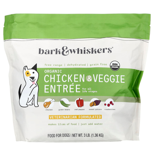 Dr. Mercola, Bark & Whiskers®, органическое блюдо из курицы и овощей, для собак, 1,36 кг (3 фунта)