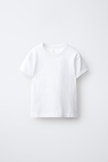 ZARA ХЛОПКОВАЯ ФУТБОЛКА В СТИЛЕ РУСТИК, БЕЛЫЙ