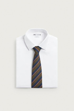 ZARA - FRUIT OF THE LOOM™ ЖАККАРДОВЫЙ ГАЛСТУК В ПОЛОСКУ, МОРСКОЙ СИНИЙ