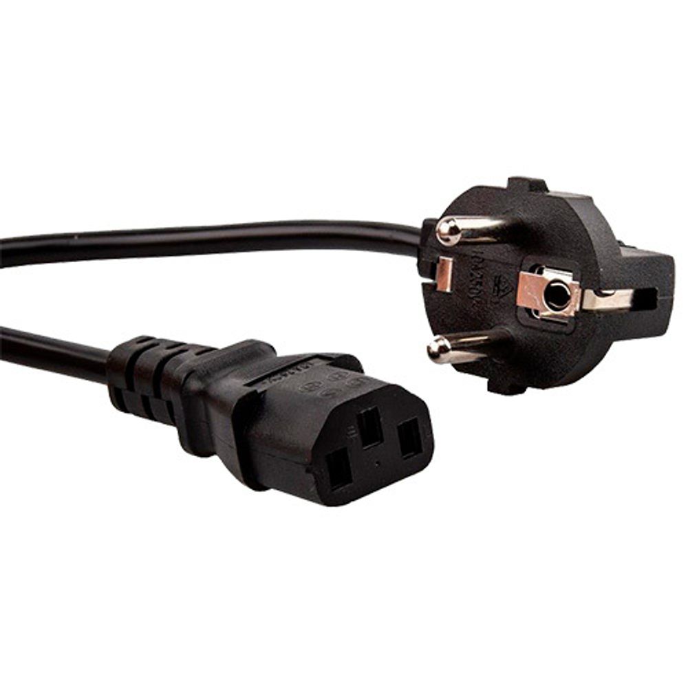 Кабель компьютер - розетка 220V ( угловая Евровилка) "VDE"; 3G*0,75mm2 VCOM; CE021-CU0.75-3; 3,0м