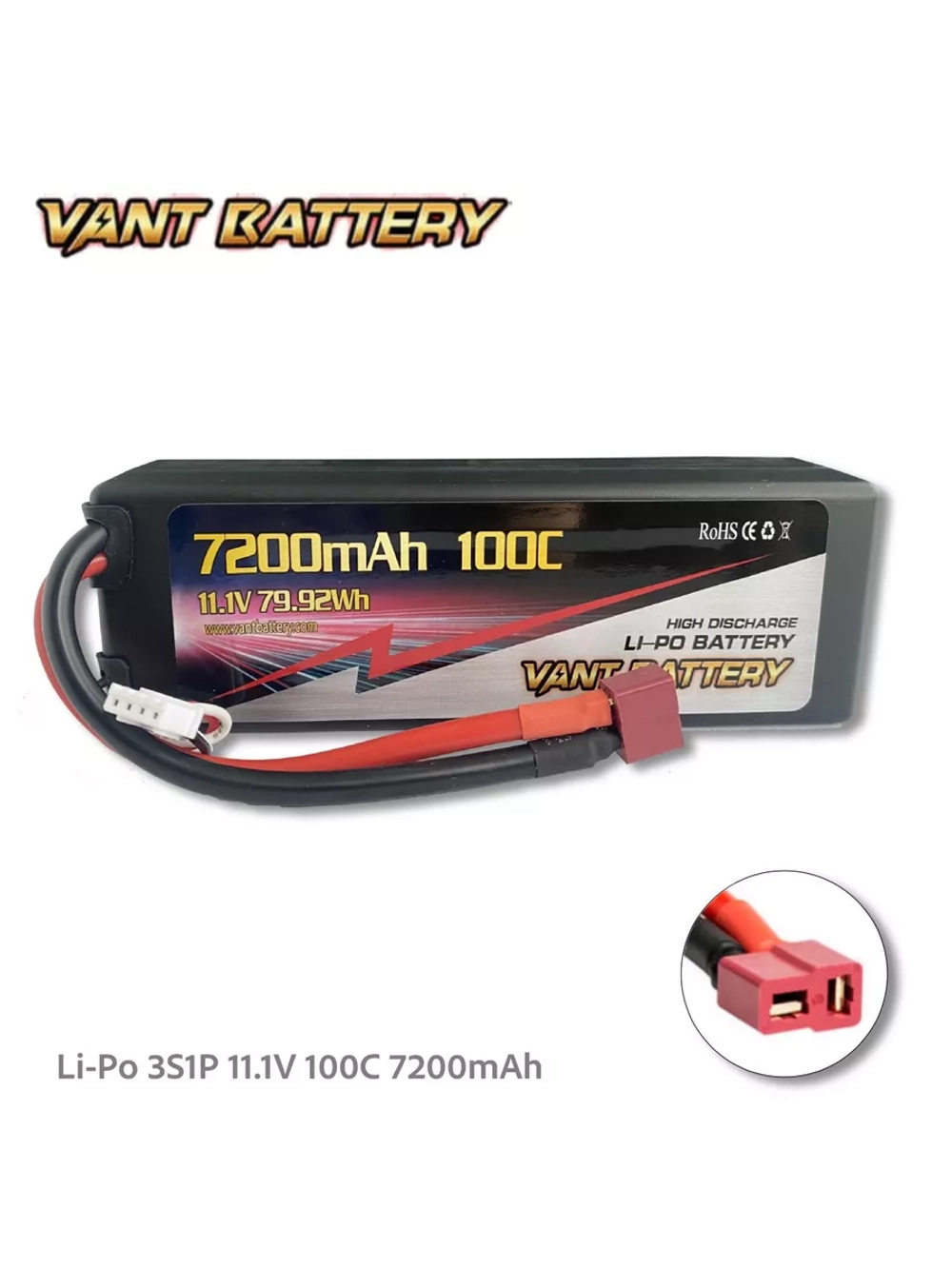 Аккумулятор LiPo 11.1V 7200mAh 100C разъем T-Plug