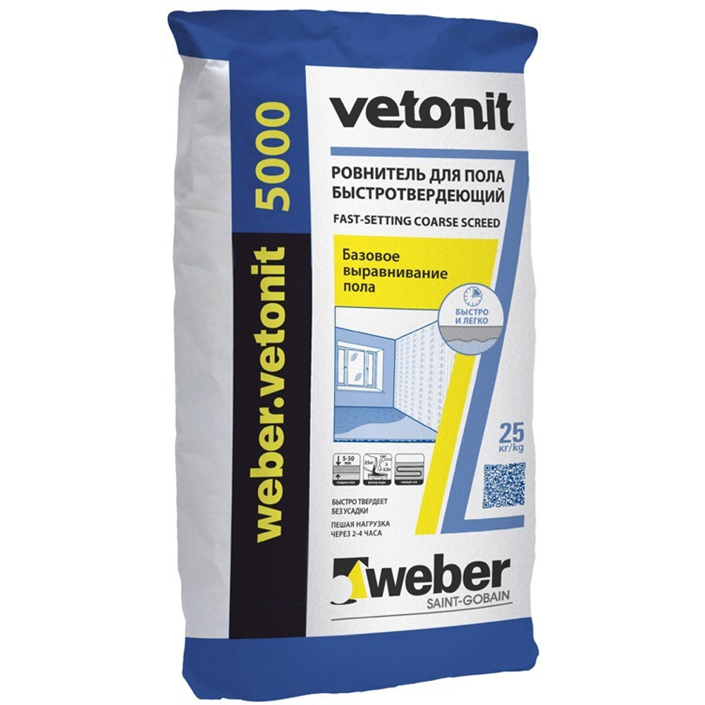 Базовая смесь ровнитель для пола Weber-Vetonit 5000 25 кг