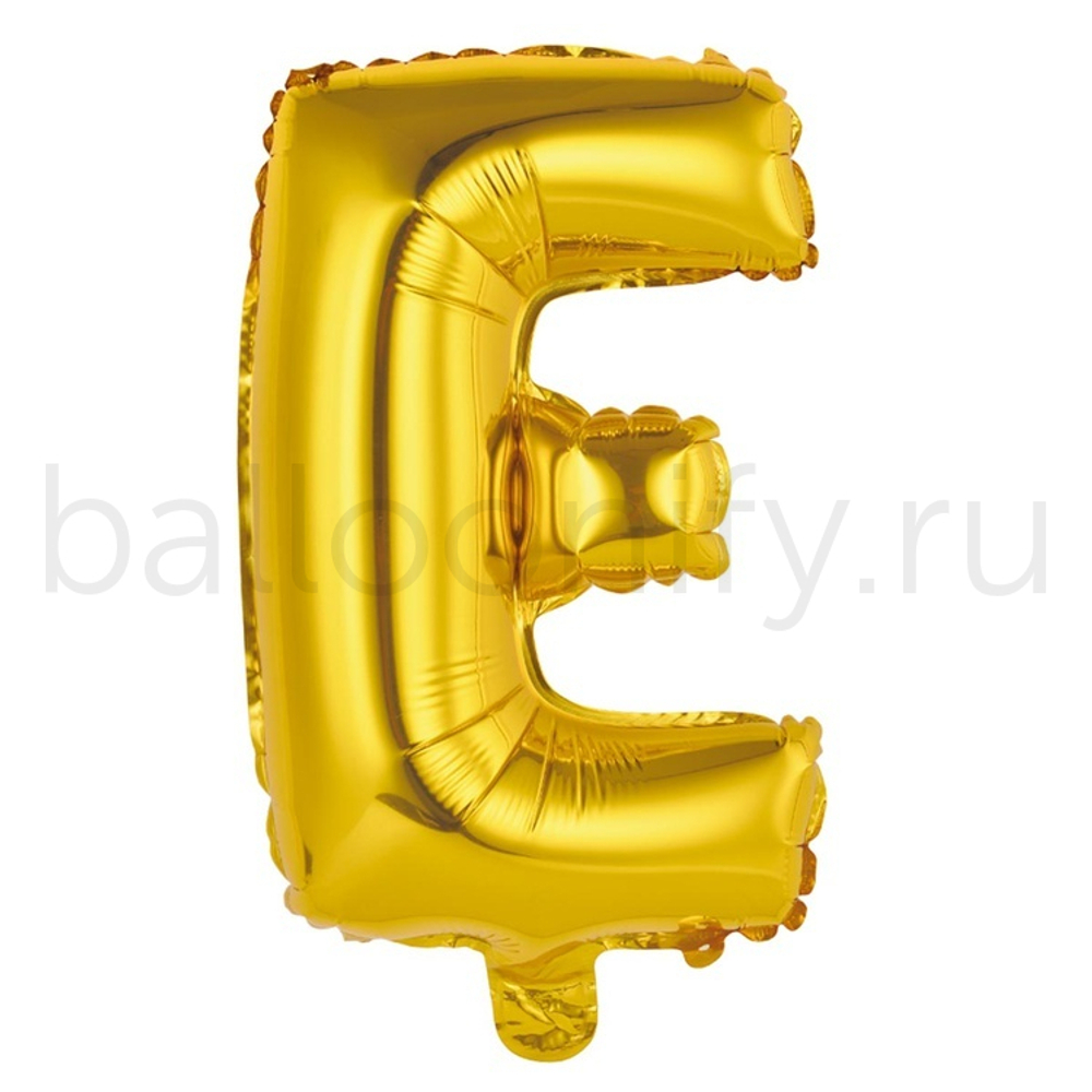 Фольгированная фигура, Буква Е 35 см Gold