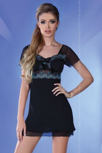 Нежная сорочка Basimah с кружевами (Размер: L-XL) (Цвет: черный)