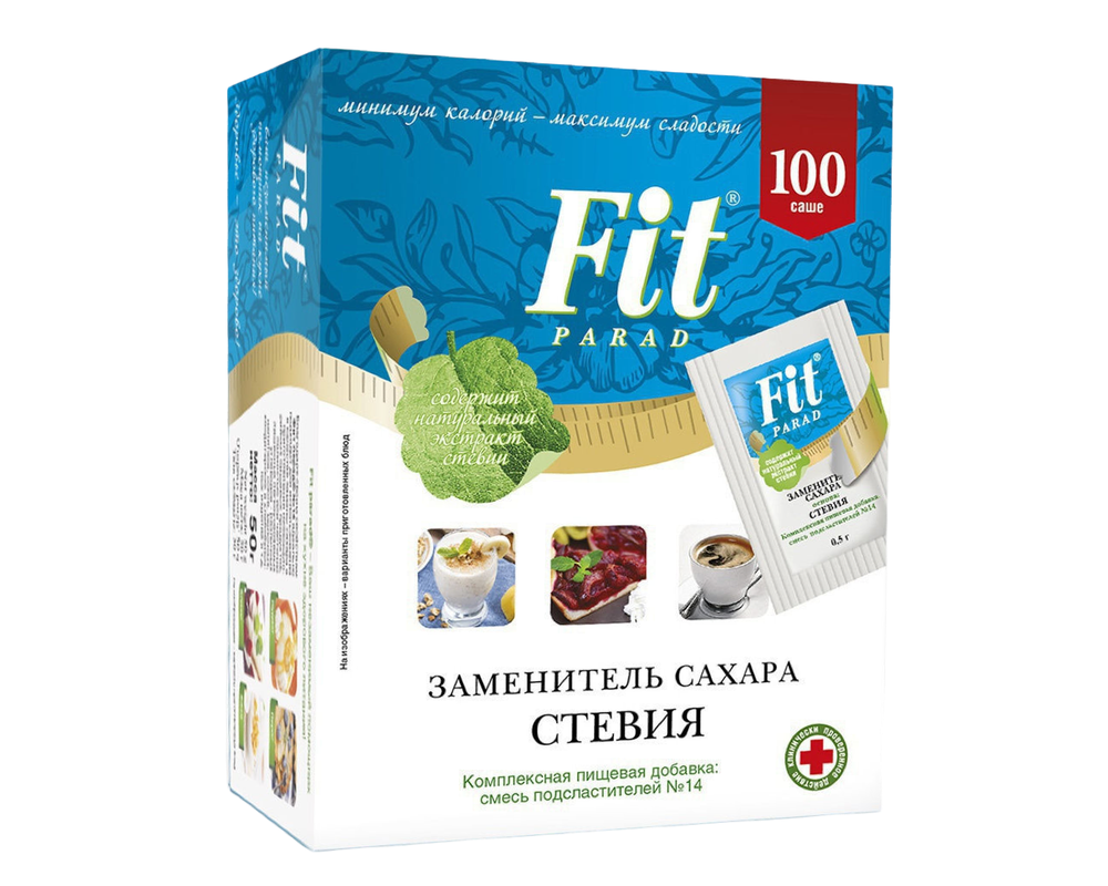 Смесь подсластителей ФитПарад № 14 СТЕВИЯ СТИКИ- 100шт на основе эритритола