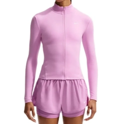 Женская Кофта теннисная Nike One Dri-Fit Full Zip Fitted - pink rise/white