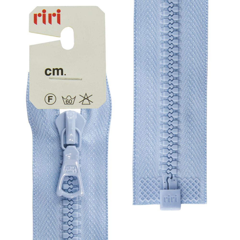 Молния трактор RIRI Т6 (6 мм) 1 зам., разъем., 55 см, цв.2603, св.голубой, 1 шт