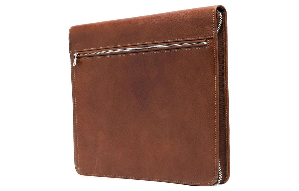 Brunello Cucinelli Grain Calfskin Document Bag Laptop Bag Men"s Brown