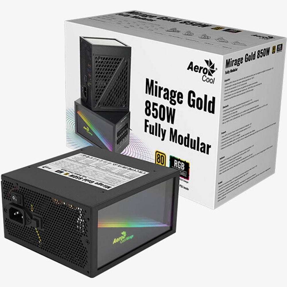 Блок питания AeroCool 650W Mirage Gold ARGB, модульный, 120 мм, 80 PLUS Gold (4711099472581)