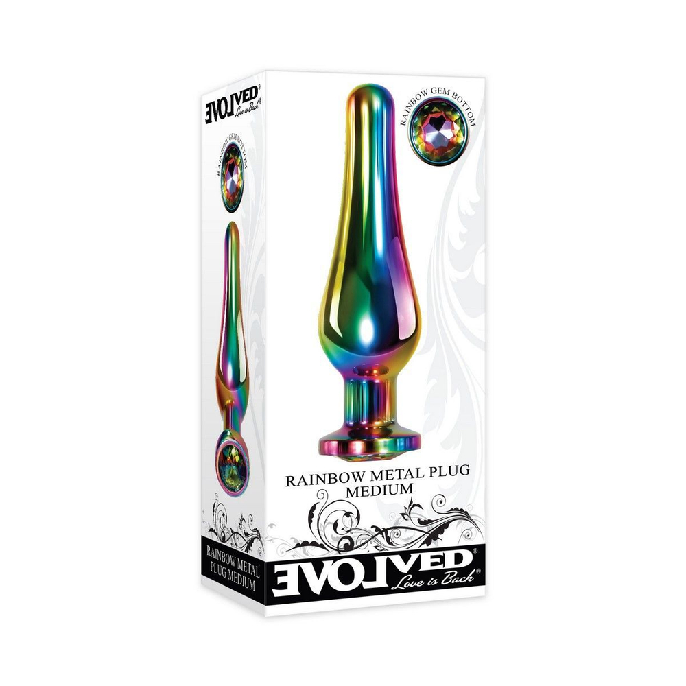 Радужная металлическая пробка Rainbow Metal Plug Medium - 11,1 см. (Цвет: разноцветный)