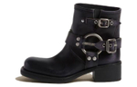 MIU MIU Vintage-Look Leather Ankle Boots