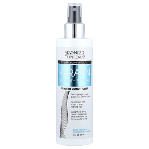 Advanced Clinicals, Keratin Smooth & Shine, несмываемый кондиционер для гладкости и блеска волос, 237 мл (8 жидк. унций)