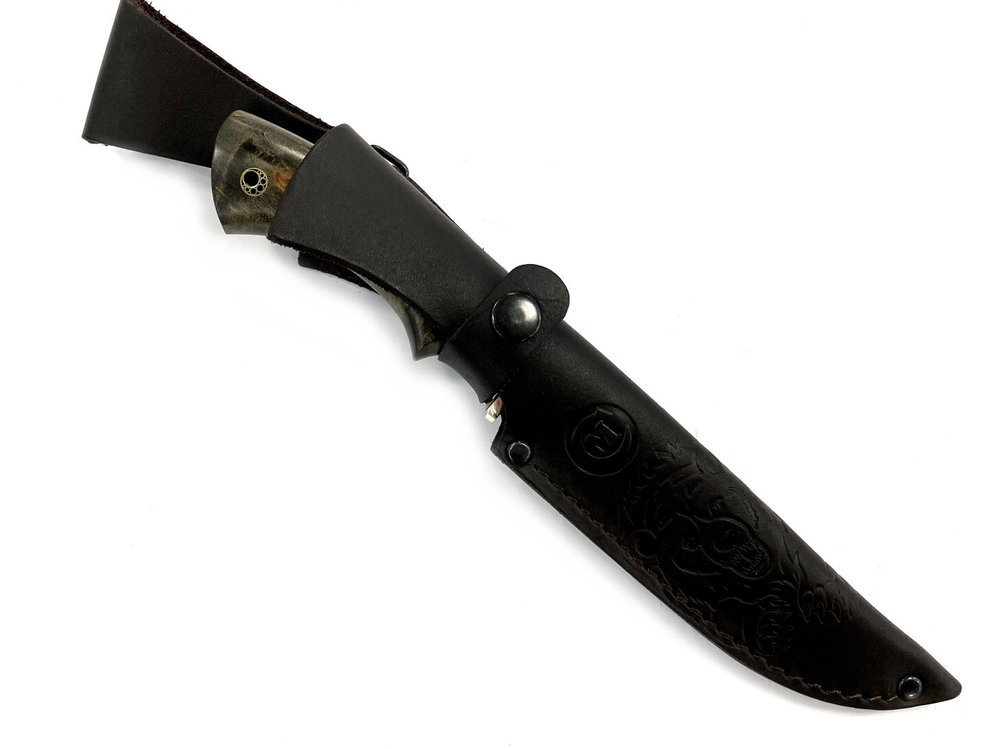 Нож Щука, Bohler M390, стабилизированная карельская береза
