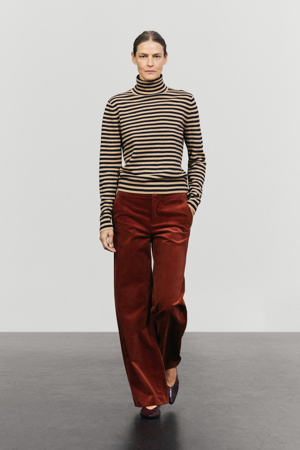 Massimo Dutti Вельветовые брюки-палаццо, красноватый