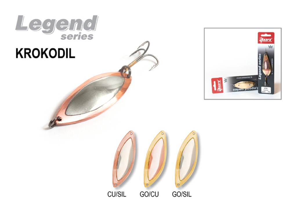 Блесна колебалка Akara Legend Krokodil со вставкой 70 мм 23 гр. Go(Cu)
