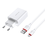 Зарядное устройство Borofone BA21A 18W QC3.0 3A USB + кабель microUSB White