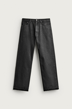 ZARA ДЖИНСЫ LOOSE FIT С ВОСКОВЫМ ЭФФЕКТОМ, ЧЕРНЫЙ