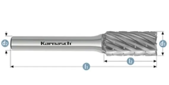Борфреза твердосплавная Karnasch форма C, 8х20х6х65 мм, насечка HP-3 PRO, без покрытия, арт. 11.4092-020