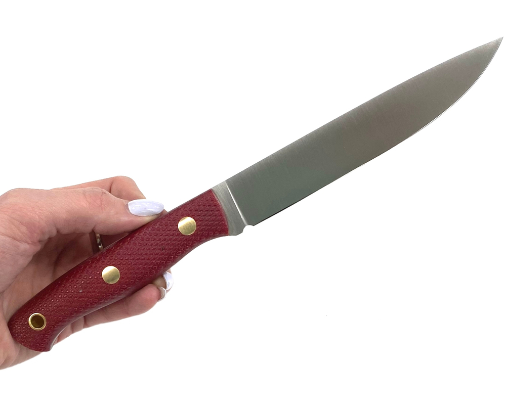 Нож Slender M, N690, микарта красная, насечка, 212.0957
