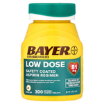 Bayer, Aspirin Regimen, низкая доза, 81 мг, 300 таблеток, покрытых кишечнорастворимой оболочкой
