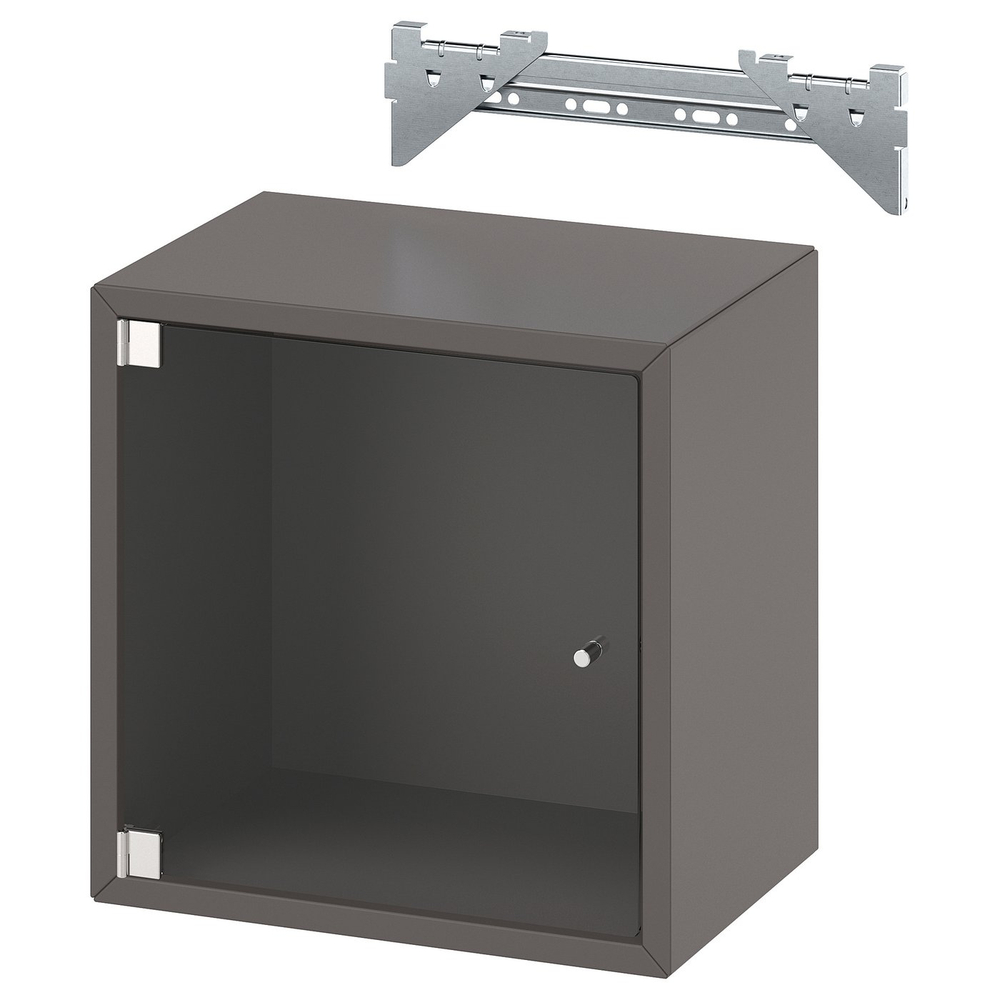 IKEA EKET  (ИКЕА ЕКЕТ)  -  Шкаф настенный со стеклянной дверцей - тёмно-серый 35x25x35 см