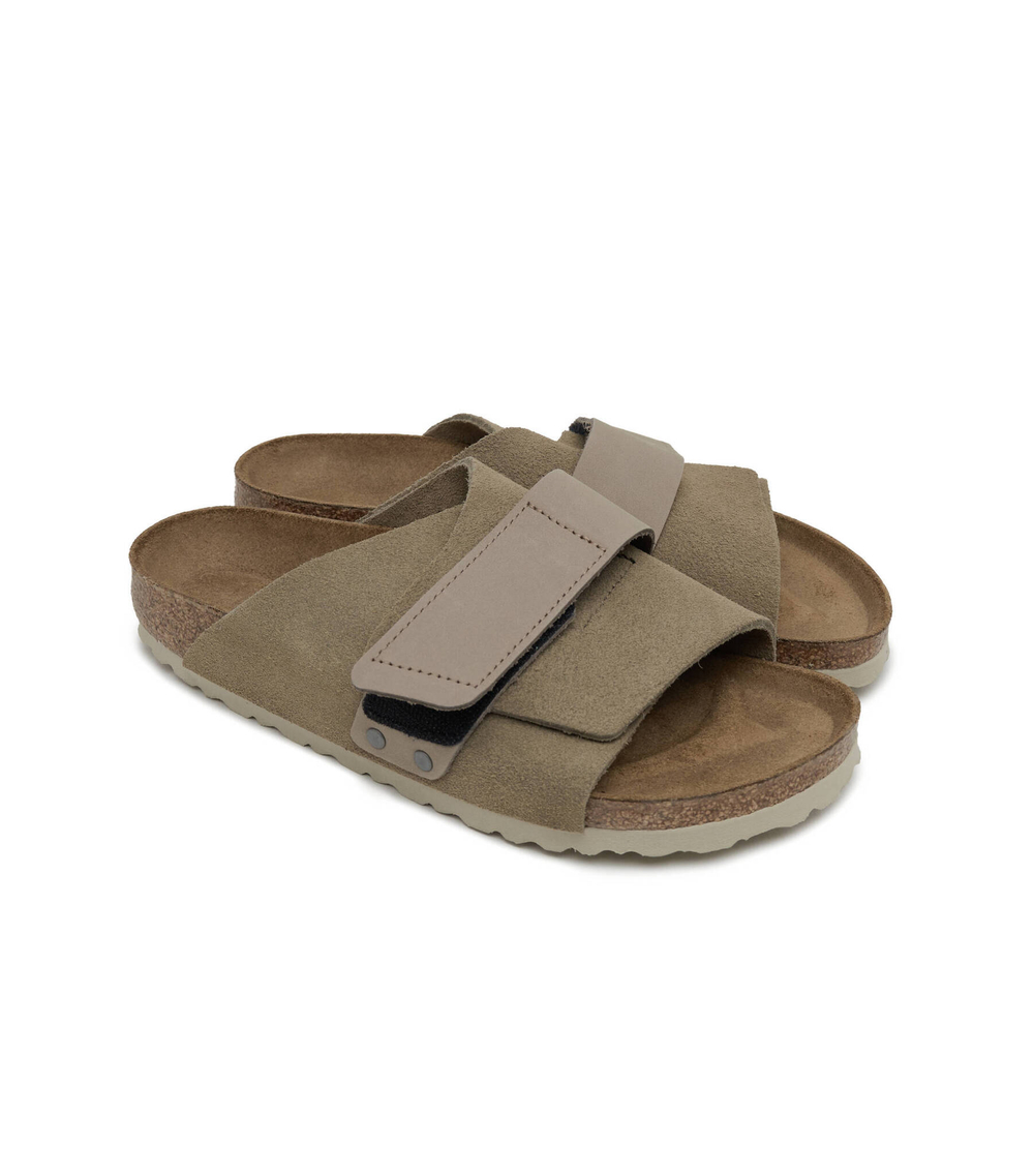 Кожаные шлепанцы kyoto vl taupe Birkenstock - серый(1015573)