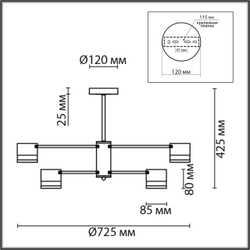 8240/8C COMFI LN26 239 черный/латунь, металл/акрил Люстра потолочная LED GX53 8*7W 220V LANIKA