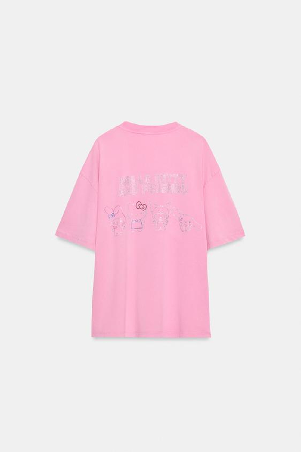 ZARA ФУТБОЛКА С ЭФФЕКТОМ ПОТЕРТОСТИ И БЛЕСТКАМИ HELLO KITTY ©, РОЗОВЫЙ