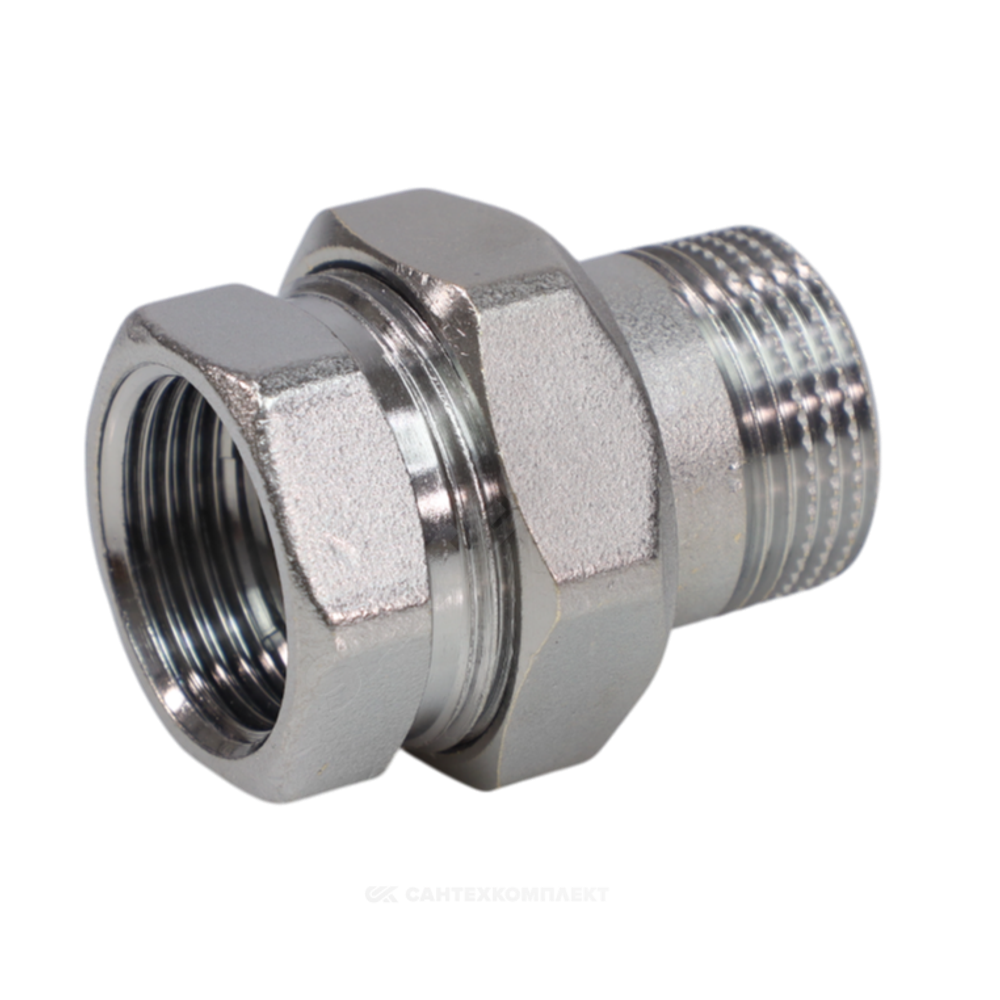 Соединитель латунь хром американка Ду 15 (1/2") прямой ВР/НР R18 Giacomini R18X003
