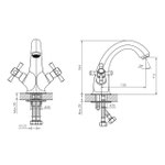 Смеситель DECOROOM DR51011-Black двуручный для умывальника монолитный