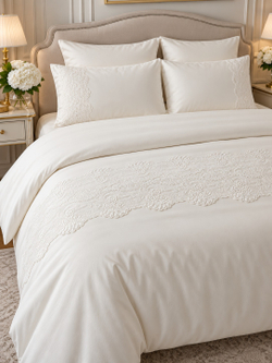 Gelin Home КПБ 6 пр. GULRU кремовый цвет пододеяльник 200*220, простынь 240*260, наволочки 50*70 2шт, декоративные наволочки 50*70 2шт GLNN128 (2) — фото 1