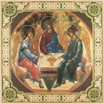 Икона "Святая Троица (Рублев)", рама 28х28, в коробке